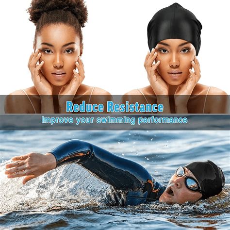 Long Hair Swim Cap - Swimming Caps For Women Men - Extra Large Swim Caps - Waterproof Silicone ...