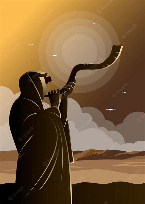 Premium Vector | An illustration of jewish man blowing the shofar ram ...