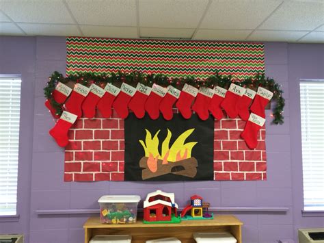 Classroom Christmas Display. Fireplace. Preschool classroom. | Christmas classroom, Door ...