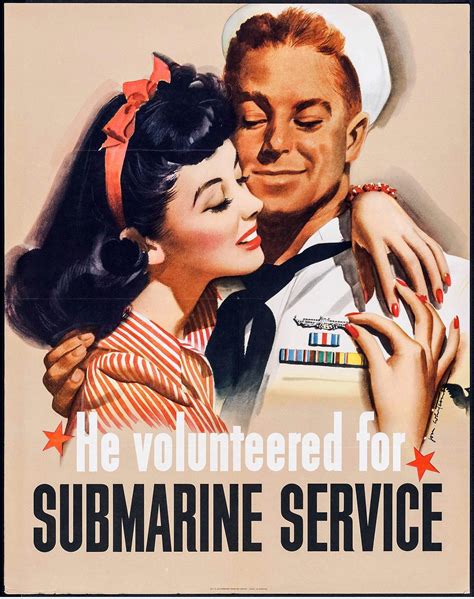 Jon Whitcomb, "He Volunteered for Submarine Service," recruitment poster illustration, 1944 ...