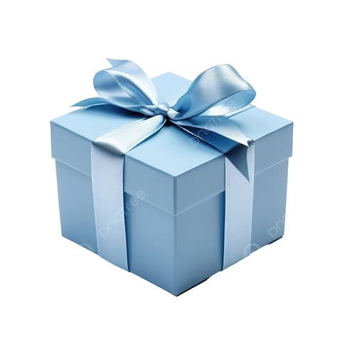 A Blue Gift Box Tied With A White Ribbon, Gift, Box, Blue PNG Transparent Image and Clipart for ...