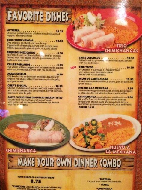 Menu of Agave Mexican Restaurant in Mount Vernon, IL 62864