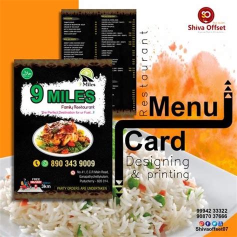 Menu Card Printing in Pondicherry | ID: 2852678239948