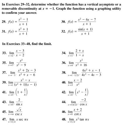 Infinite Limits Worksheet