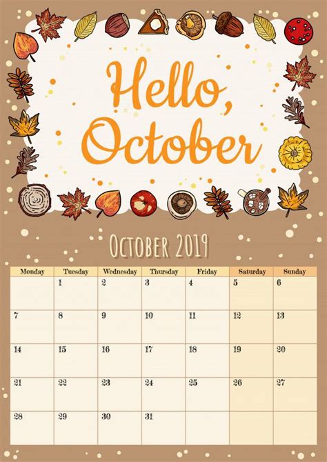 Cute October Calendar