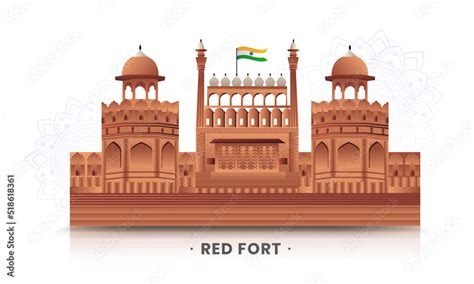 Beautiful indian monument Red fort vector illustration. 15 August ...