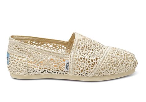 New Toms Women Classic Natural Crochet Shoes Slip Ons Flats Lace Summer 6.5 7 8