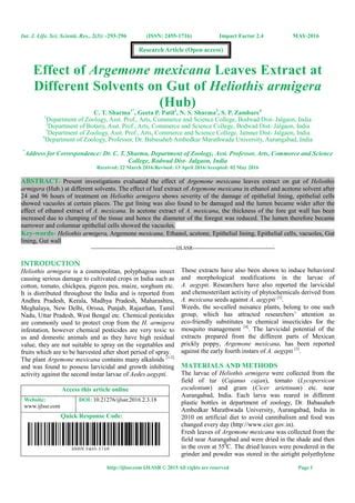 Effect of Argemone mexicana Leaves Extract at Different Solvents on Gut of Heliothis armigera ...