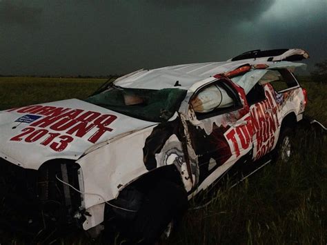 Weather Channel tornado truck picked up and smashed by OK tornado. : r/pics