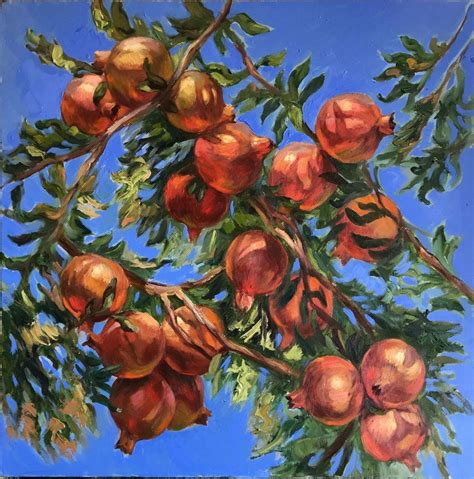 Pomegranate tree (2019) Oil painting by Anna Reznikova | Painting, Tree ...