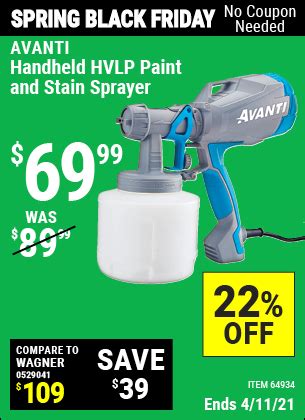 AVANTI Handheld HVLP Paint & Stain Sprayer for $69.99 – Harbor Freight Coupons