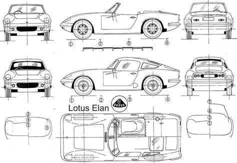 Lotus Elan Blueprint - Download free blueprint for 3D modeling