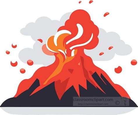 Geography Clipart-lava flowing down a volcano smoke and ash