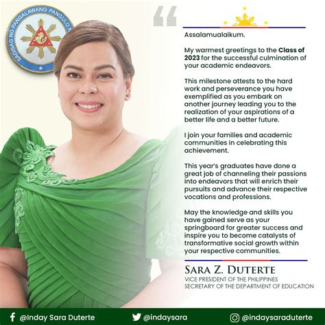 Sara Duterte Graduation Message 2024 Deped - Letty Olympie