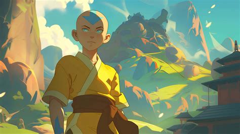 Download Avatar Aang Mountain Backdrop Wallpaper | Wallpapers.com