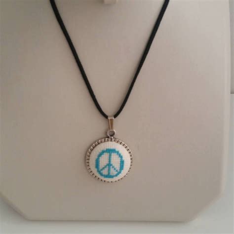 Cross Stitch Necklace Cross Stitch Pendant Peace Cross - Etsy