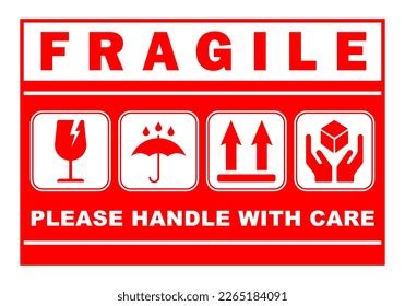 Red Sticker Fragile Handle Care Printable Stock Vector (Royalty Free ...