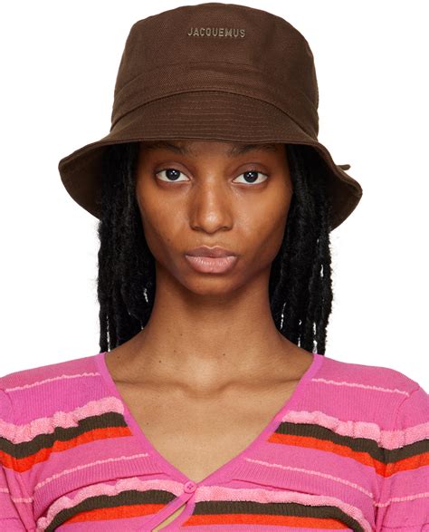 Jacquemus: Brown Le Raphia 'Le Bob Gadjo' Bucket Hat | SSENSE Canada