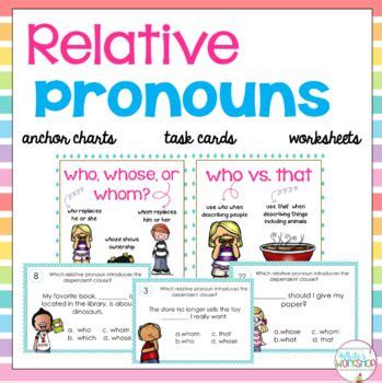 Relative Pronouns | Relative pronouns, Anchor charts, Task cards