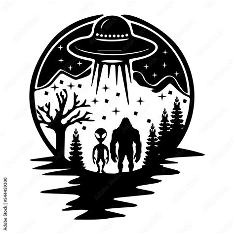 Alien under the moon Svg, Alien Svg, Big Foot svg, UFO Svg, Bigfoot and Alien under UF0 svg ...