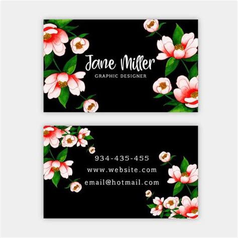 Watercolor Floral Business Card 669820 Vector Art at Vecteezy