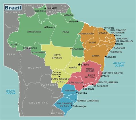 Map of Brazil cities: major cities and capital of Brazil