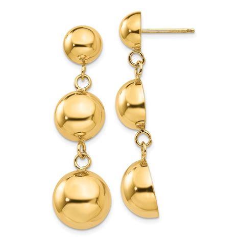 JewelryWeb - 14k Yellow Gold Polished Half Ball Dangle Earrings - 4.8 Grams - Walmart.com ...