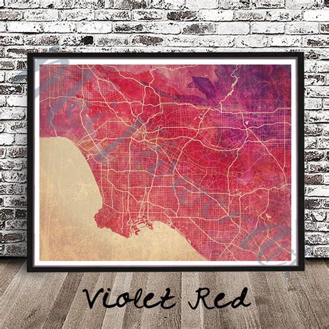 Vintage Los Angeles Street Map Los Angeles CA Art Print LA | Etsy