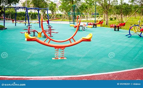 Seesaw on playground stock image. Image of ground, equipment - 59298201