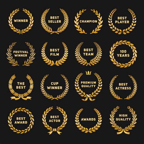 Premium Vector | Golden winner wreaths Gold award logo sport cinema or competition win symbols ...