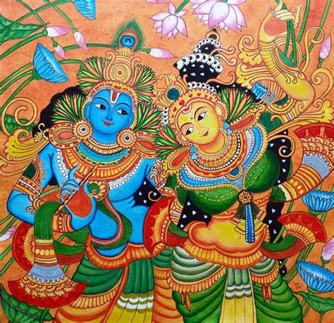 Krishna And Radha Kerala Mural Painting Mural Painting Mural Art Design ...