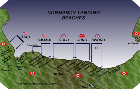 Normandy landing beaches on D-Day, June 6th, 1944