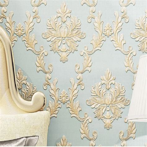 Aliexpress.com : Buy 10M Vintage Luxury Damask Wallpapers Textured Embossed Flocking Wallpaper ...