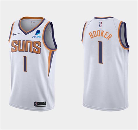 Men's Nike Phoenix Suns #1 Devin Booker White Stitched NBA Jersey [NBA ...