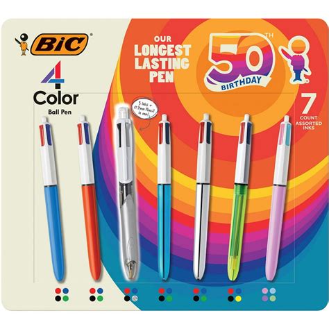 BIC 4-Color Retractable Ballpoint Pen, Med Pt. 1.0mm, Variety 7 Pack - Walmart.com - Walmart.com