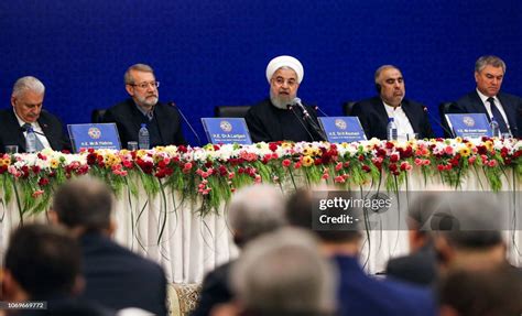 Iranian President Hassan Rouhani speaks during the 2nd Speaker's ...