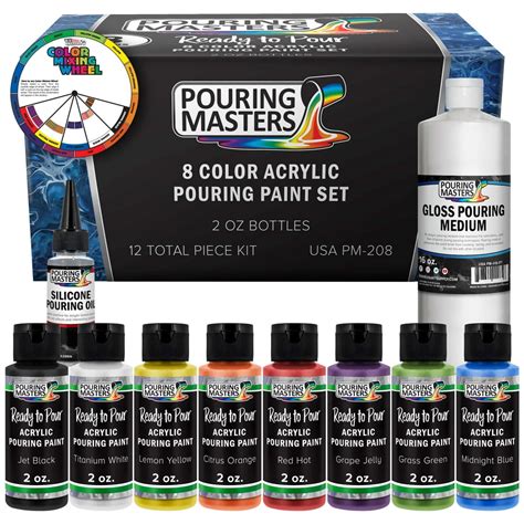 8 Color Ready to Pour Acrylic Pouring Paint Set - Premium Pre-Mixed ...