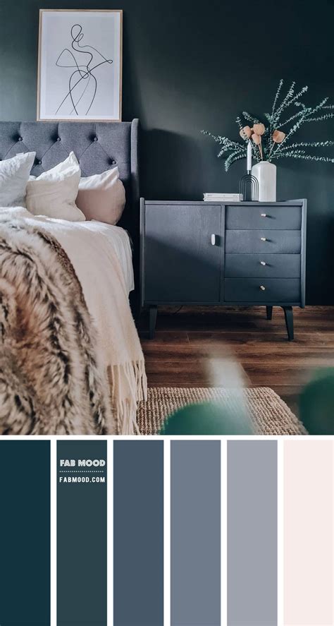 Charcoal and Blue Grey Bedroom Color Scheme | Bedroom Color Palette