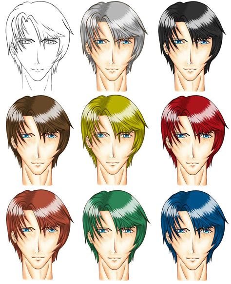 8 Hair Colours on Anime Man by sassie-kay on DeviantArt