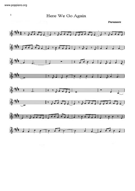 Paramore-Here We Go Again Sheet Music pdf, - Free Score Download ★