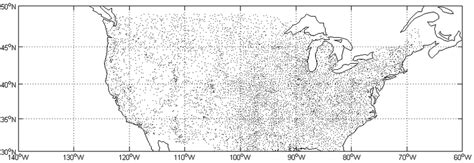 The distribution of National Climatic Data Center (NCDC) meteorological ...