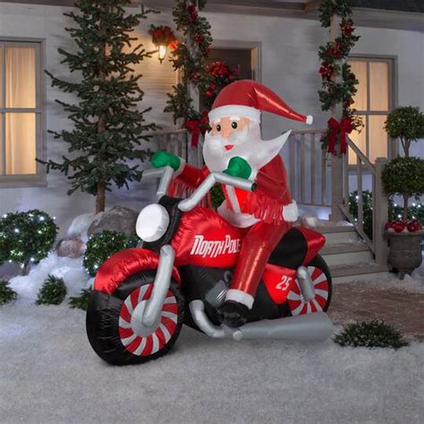 5.5ft. Airblown® Inflatable Christmas Luxe Santa on Motorcycle ...