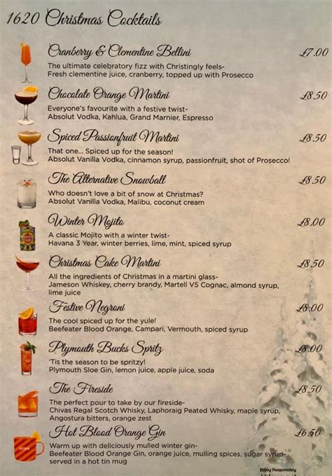 Christmas cocktail menu