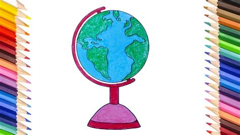 how to draw a globe step by step Colorful Drawings, Easy Drawings ...