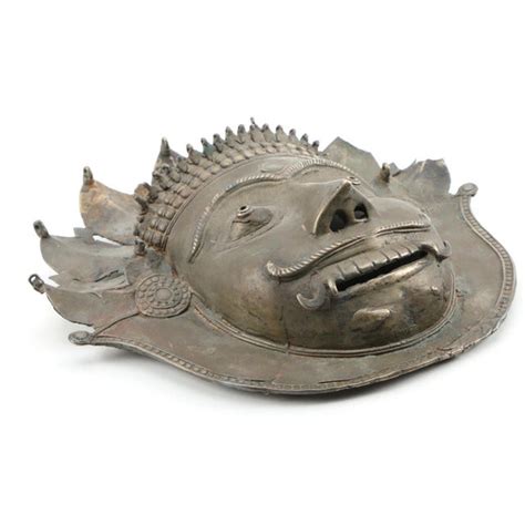 19th Century Indian Bronze Tiger Bhuta Mask | Chairish