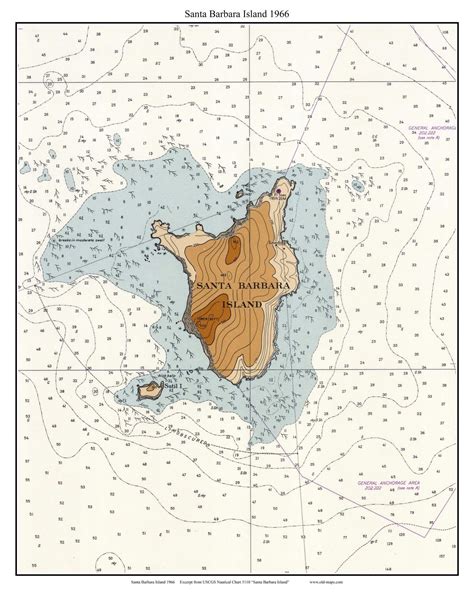 Santa Barbara Island 1966 Nautical Map Custom Reprint | Etsy | Nautical ...