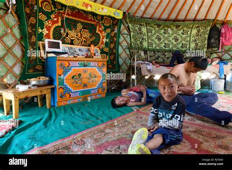 Interior of a Mongolian ger Stock Photo - Alamy