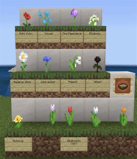 Chart of the effects of each flower in a suspicious stew : r/Minecraft