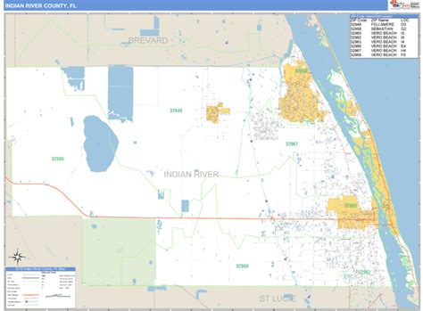 Indian River County, Florida Zip Code Wall Map | Maps.com.com