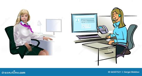 Call center worker stock vector. Illustration of computer - 66507521